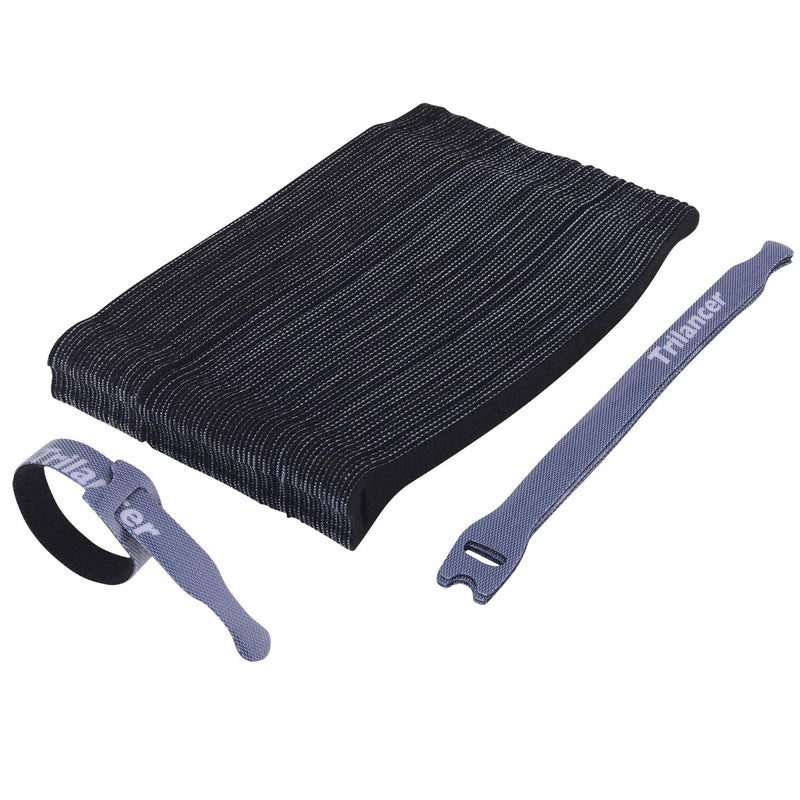 Trilancer Reusable Cable Straps Wire Ties, Pack of 50 Adjustable Cord Fastener Cable Organizer, 8 Inches (Black) - Image 1